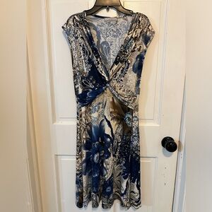 FAS Fille A Suivre Paris France Floral Wrap Dress‎ Cap Sleeve Size T4 (?Large??)